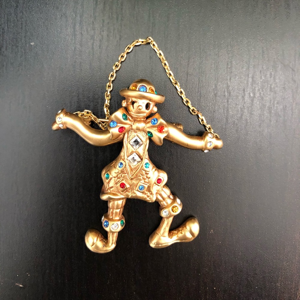 Vintage Dancing Clown Brooch